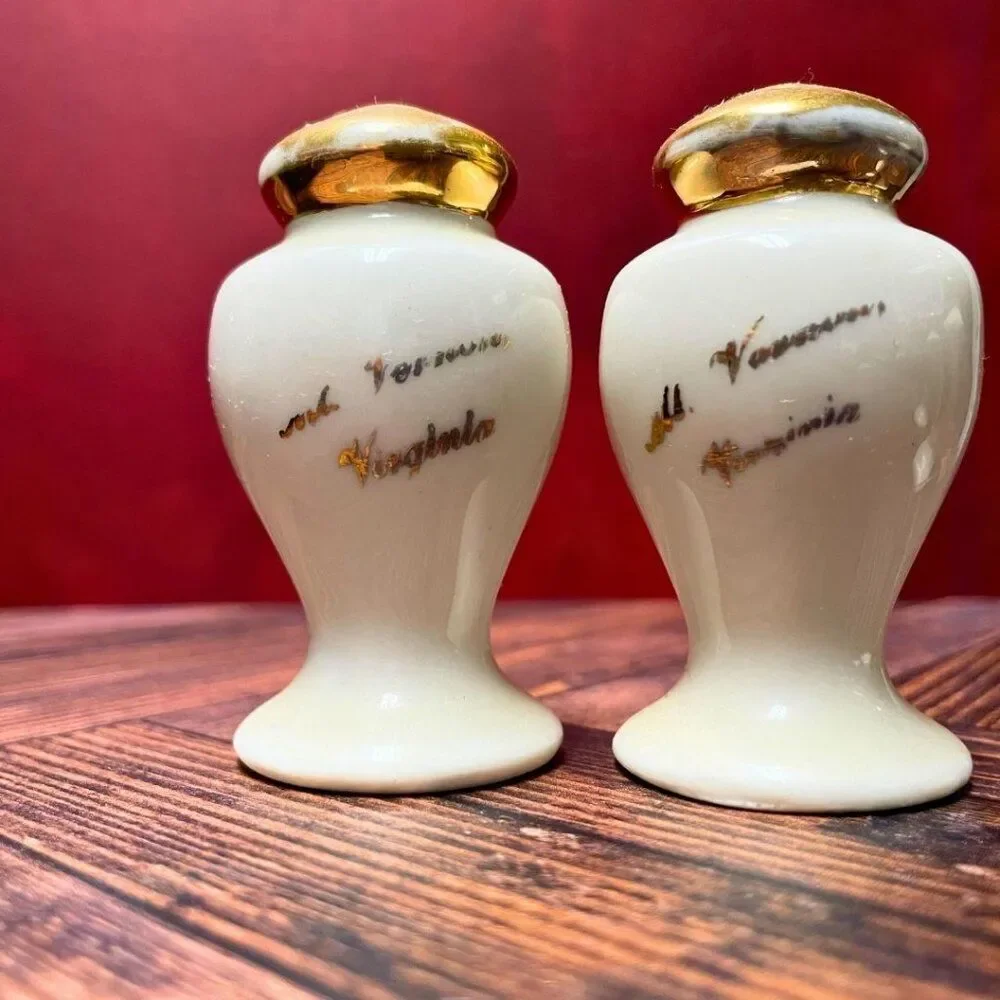 Vintage 1950s Souvenir Colonial Salt & Pepper Shakers (Set of 4) Pres.Washington